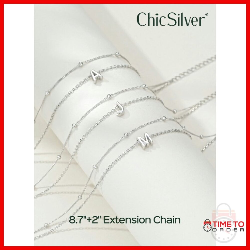 925 Sterling Silver Adjustable Initial Anklet Dou… - image 8